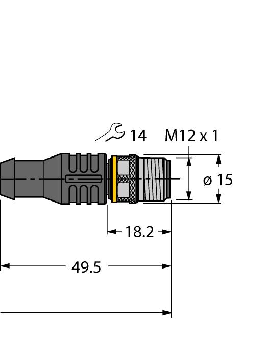 için adaptör kablosu; dişi M12, düz, erkek M12 üzerinde 8 pimli, 3 pimli; kablo uzunluğu: