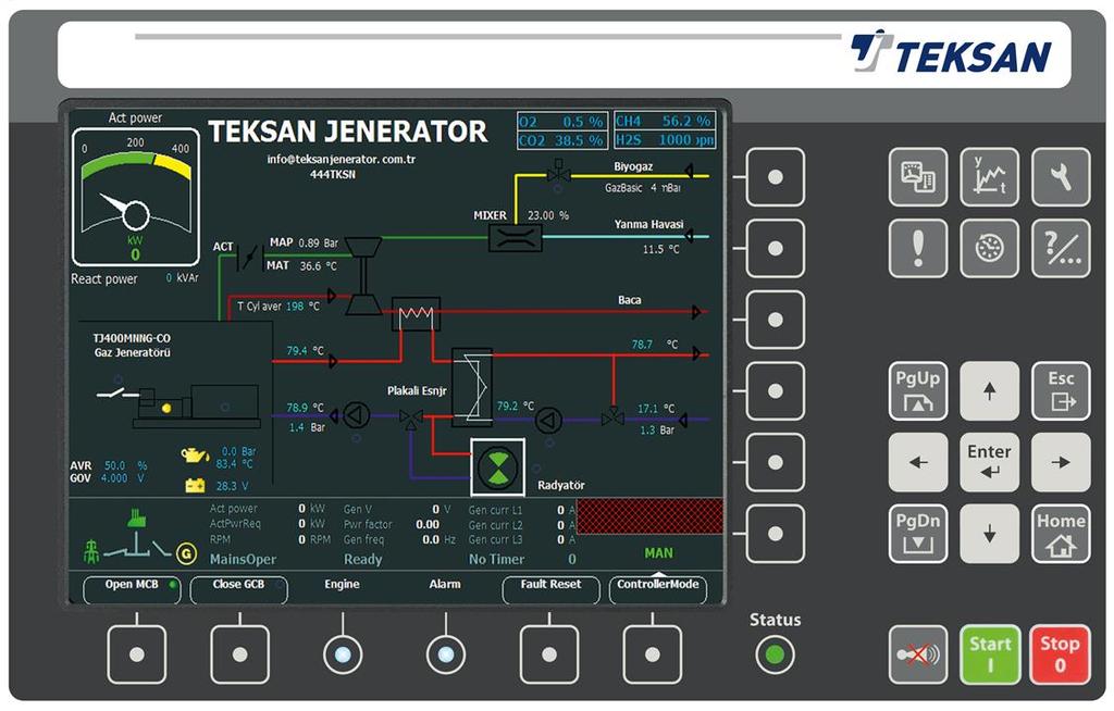 Kontrol Cihazı Özellikleri TJ-Gaz; endüstriyel amaçlı kullanılan, gaz jeneratörleri, kojenerasyon-trijenerasyon sistemleri için geliştirilmiş çok fonksiyonlu, analog-dijital giriş&çıkış sayısı