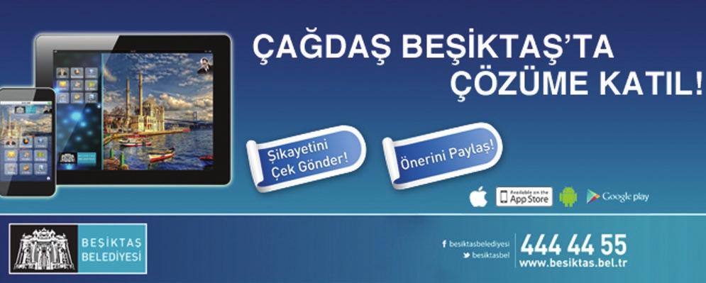 Bilişim uygulamalarıyla anında hizmet Beşiktaş Belediyesi'nin vatandaşlarla daha hızlı bir iletişimi amaçladığı uygulamasında şu özelliklere yer veriliyor: Başkan: Belediye başkanının vatandaşlara