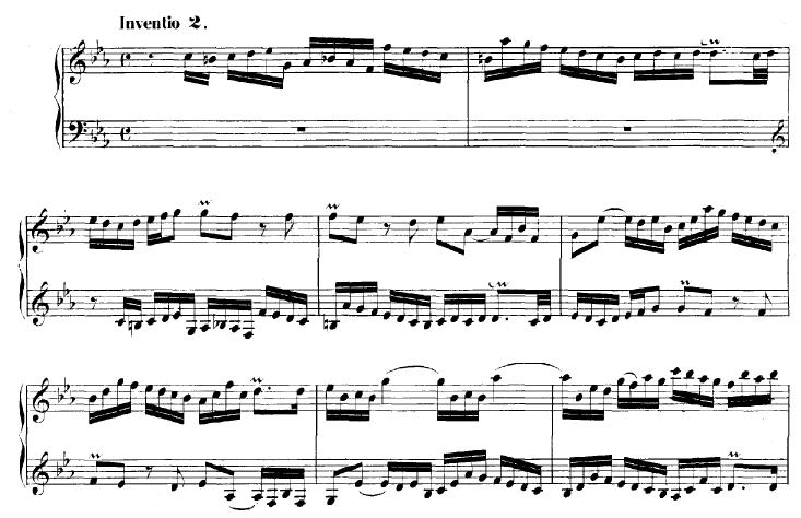 Örnek 1 Bach, BWV 773, Do minör İki Sesli 2. Envansiyon -http://imslp.org/wiki/special:lmslpdisclaimeraccept/174445 2. BWV 775 Re Minör İki Sesli 4.