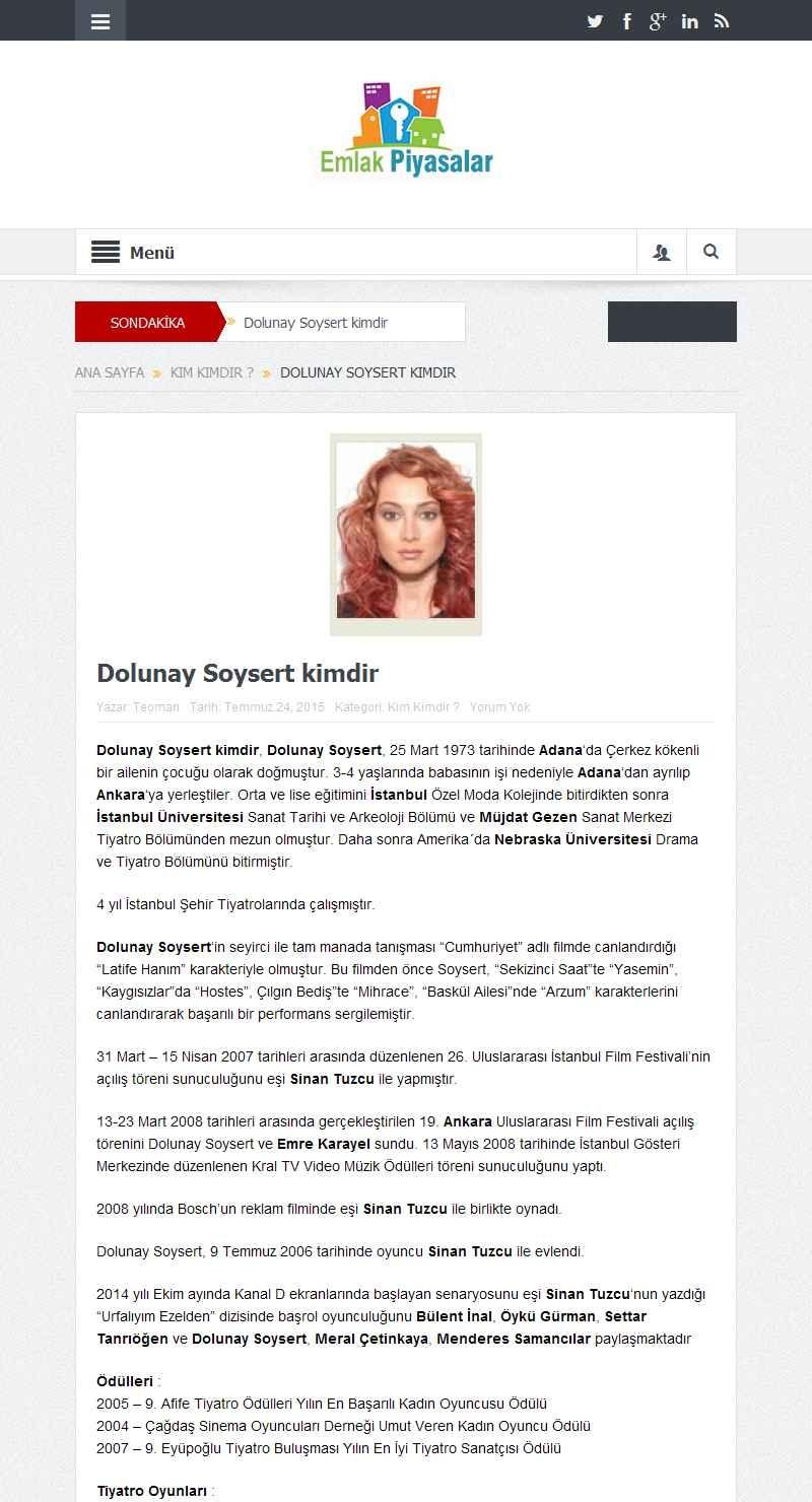 Portal Adres DOLUNAY SOYSERT KIMDIR : www.emlakpiyasalar.
