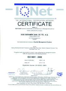 ISO 9001:2008 kazanmıtır.