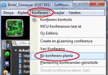 VMEET de MCU Video Konferans yapmak için: Vmeet de çoklu konferans yapmak için Konferans menüsünden Bir