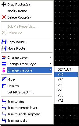 Change Trace Style: Seçilen track ın genişliğini değiştirir. Alt seçenekleri Şekil 1.10 da gösterilmiştir.