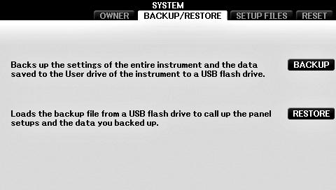 Veri Yedekleme Bu prosedür, USER sürücüsünde depolanan tüm verileri (Korumalı Şarkılar hariç) ve ayarları USB flaş sürücüye bir yedekleme dosyası (uzantı: bup) olarak yedekler.