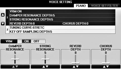 Rezonansla Zenginleştirilmiş Gerçekçi VRM Seslerini Çalma Gerçek bir akustik piyanoda, uzatma pedalına basıp bir tuşu çalarsanız, yalnızca basılan tuşun teli değil başka teller ve ses tahtası da