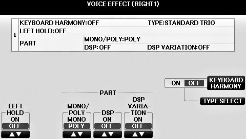 Ses Efektleri Uygulama Enstrümanda, sesinize olağanüstü bir derinlik ve ifade katabilecek gelişmiş bir çok işlemcili efekt sistemi bulunur. 1 Ana ekrandan efekt eklemek istediğiniz bölümü seçin.