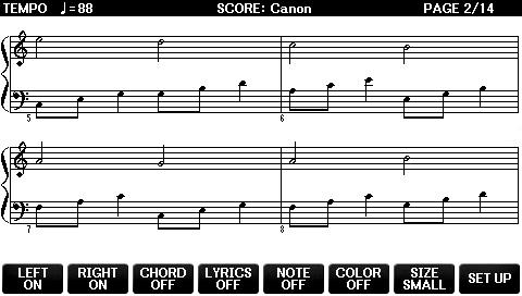Müzik Notasyonunu (Partisyon) Görüntüleme Seçilen şarkının müzik notalarını (partisyon) görüntüleyebilirsiniz. Çalışmaya başlamadan önce müzik notasyonunu baştan sona okumanızı öneririz.
