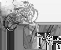 74 Eşya saklama ve bagaj bölümleri 5. Bisikletleri ilk bisiklet için açıklandığı gibi montaj braketleri ve kayış tespit elemanları ile bağlayın. Montaj braketleri paralel olarak tespit edilmelidir.