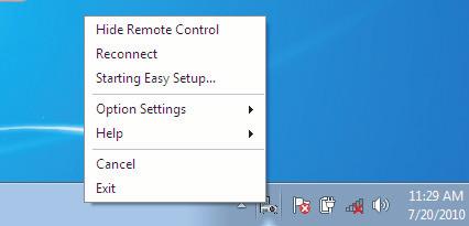 Giriş Virtual Remote Tool'dan çıkış 1 Görev Çubuğundaki Virtual Remote Tool simgesi üzerine tıklayın.