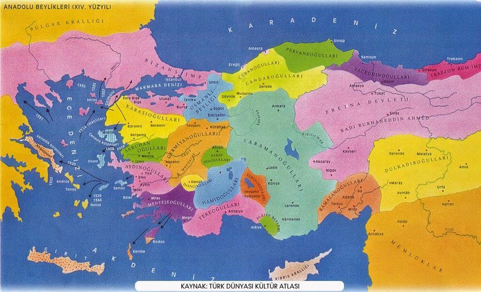 Not: Kösedağ Savaşı ndan sonra yıkılışa geçen Türkiye Selçukluları, Moğollara bağlı olarak bir süre varlıklarını sürdürmüşlerdir. Tarih 1308 i gösterdiğinde de yıkılmışlardır.