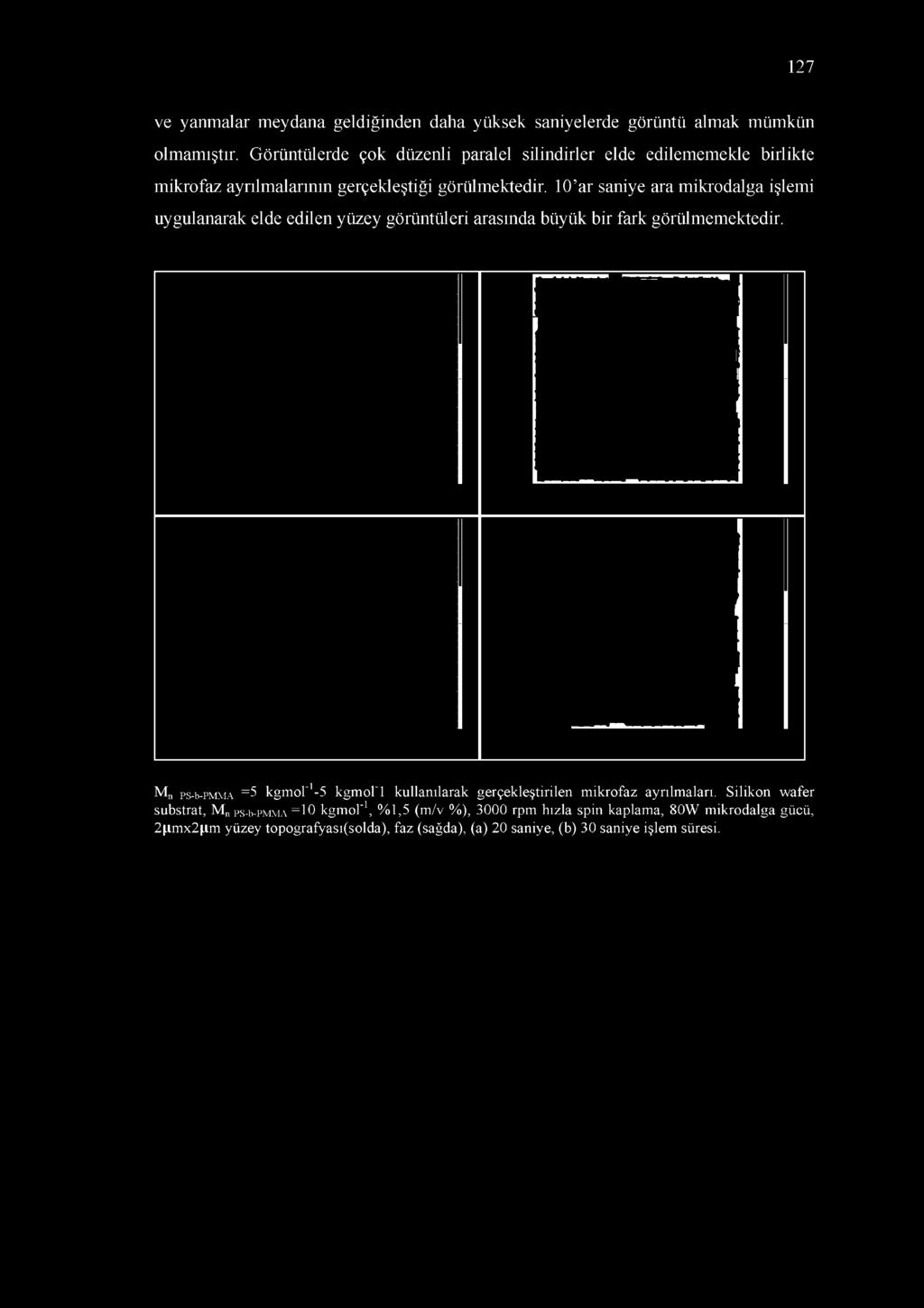 10 ar saniye ara mikrodalga işlemi uygulanarak elde edilen yüzey görüntüleri arasında büyük bir fark görülmemektedir.