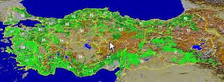 3.MATERYAL VE METOT c) Sınıflandırmada bitki sınıfının belirlenmesinde Orman Genel Müdürlüğü nün yapmış olduğu Türkiye nin Orman Haritası kullanılmıştır. Bu harita şekil 3.1 