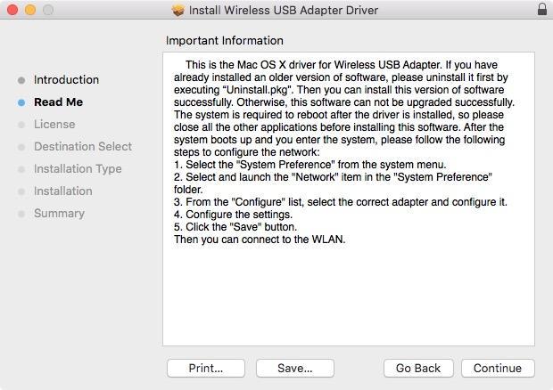 IV. Mac OS IV-1. Sürücü Kurulumu 1. "RTLWLANU_MacOS.." dosyasını açın ve "Installer.pkg" dosyasını çift tıklayarak sürücü kurulum sihirbazını açın. 2.
