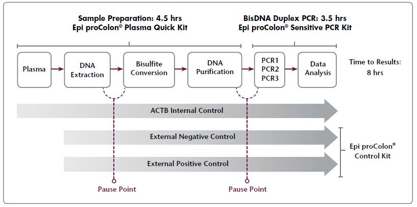 Epi procolon Özellikleri ve Faydaları Komple Test Kiti Rahatlık ve Verimlilik Sağlar Ekstraksiyonu ve Dönüşüm Ayıraçları PCR Ayıraçları Harici Pozitif ve Negatif Kontroller Kalite Kontrol İş Akışı ve