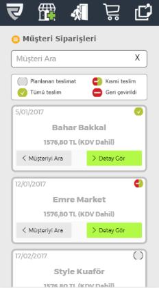 Müşteri siparişleri - bütün liste: Siparişler Tüm müşteriler Sipariş teslim süresi henüz dolmamış