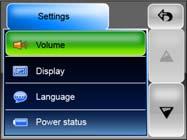 Settings (Ayarlar) Main Menu (Ana menüde), Settings (ayarlar) simgesine dokunun, aşağıdaki ekran görüntülenir.