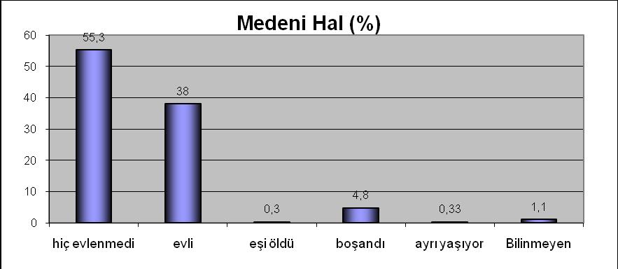 Grafik 9-16 : Madde Kullanıcılarının Medeni Hallerine Göre Dağılımı Grafik 9-17 : Türkiye de En Sık Kullanılan Madde Kullanıcıların başlama sırasına