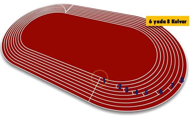 Atletizm Yarışmaları için 400 metre uzunluğunda Elips şeklinde STANDART PİST