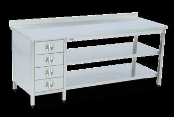 Tezgah, Raf, Davlumbaz Bench, Shelf, Hood Çalışma Tezgahı - 4 Çekmeceli Ara Raflı Work Table - With 4 Drawers - With Intermediate Shelf Kod Ebatlar Fiyat Code Dimension Price (mm) Euro M-TCR 116L