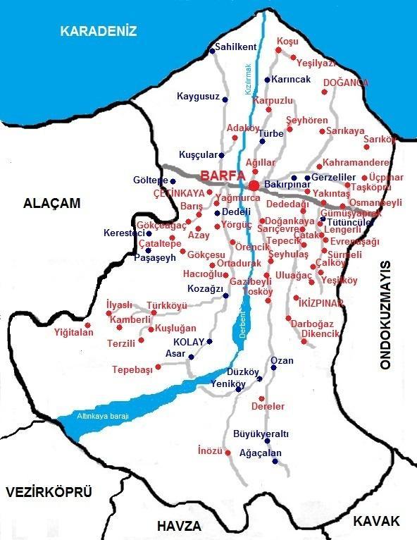 yapılan saha çalışmaları ve tarihleri Tablo 1 de görülmektedir. Bafra ya yapılan toplam 18 bilimsel saha çalışmasında 72 köy ve belde ziyaret edilmiştir (Şekil 2).