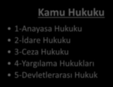 Hukukun Dalları Kamu Hukuku 1-Anayasa Hukuku 2-İdare Hukuku