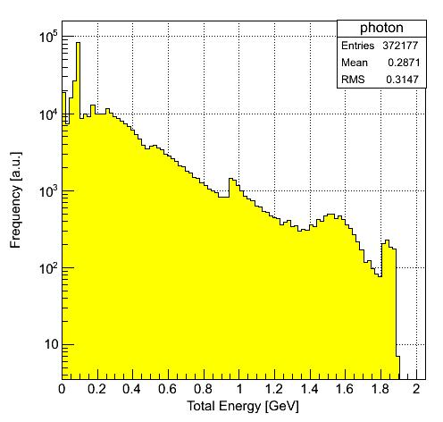 ALGIÇ EM Kalorimetre Foton enerjisi 2 GeV e kadar çığ kaynağı olarak BOSS 6.6.2 simülasyonunda seçilmiştir.