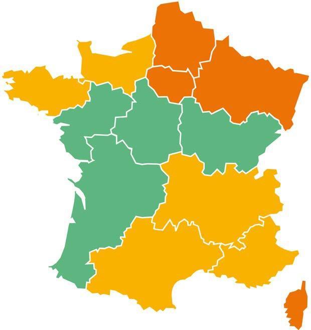 9% 2,096 Languedoc- Roussillon Midi- Pyrénées Grand Est Bourgogne F ranche-com té -6.3% 2,139 Auvergne- Rhônes- Alpes -2.4% 7,194-2.6% 6,158 Provence- Alpes-Côte d'azur +2.8% 4,710 Corse +33.