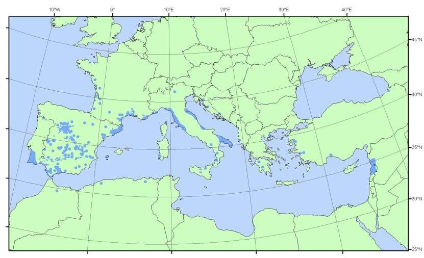 Batı Anadolu da Bergama yörelerinde, Kozak, Aydın, Muğla yakınlarında geniş meşcereler oluşturur.