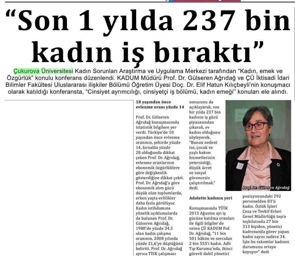 'SON 1 YILDA 237 BIN KADIN IS BIRAKTI' Yayın Adı : Hakimiyet