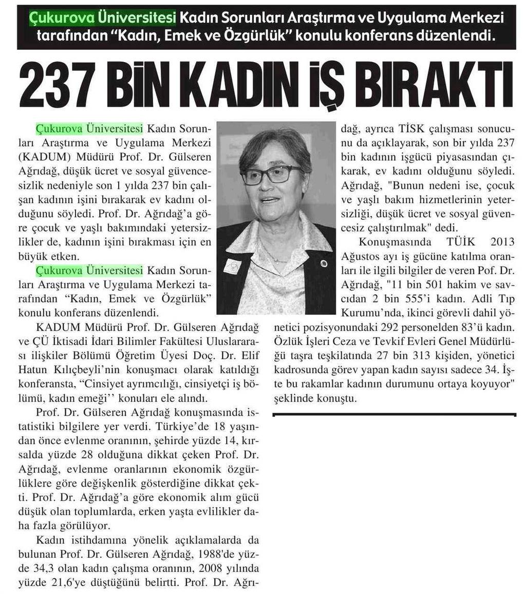 237 BM KADM IS BRAK1 Yayın Adı : Yeni Adana Sayfa :