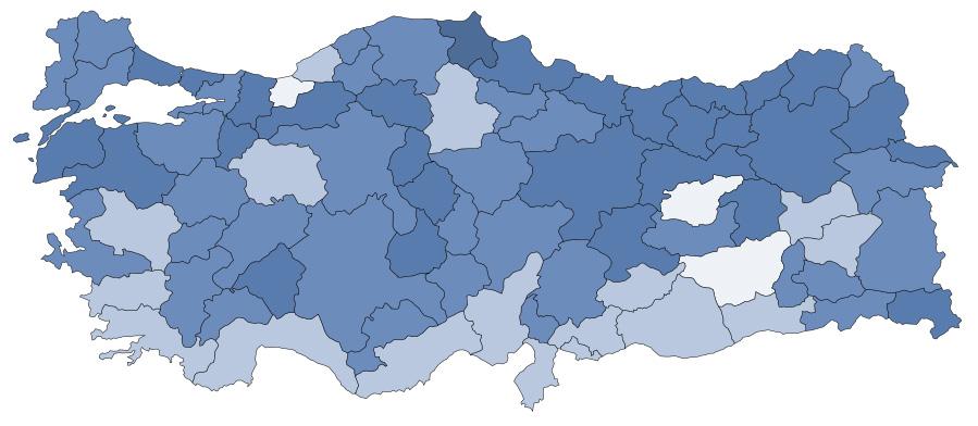 UMUT DÜZEYİ Türkiye deki ortalama umut düzeyinin 0,59 puandır.