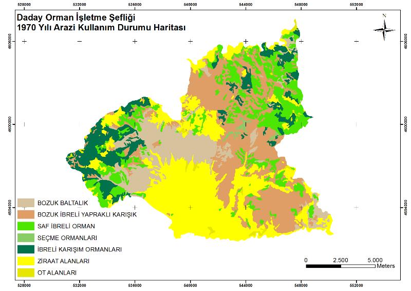 Ormanlardaki karbon birikiminin konumsal ve zamansal değişiminin incelenmesi: Daday planlama birimi örneği belirlenmiştir. 1999 ile 2012 yılları arasında ise çok büyük bir fark olmamıştır.