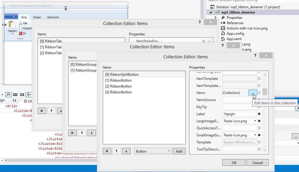 Ribbon kontrolünün items property si