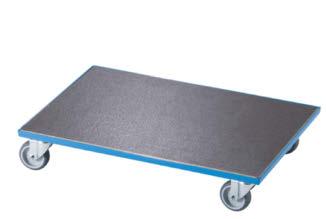 Tekerlek tipi: termoplastik elastomer. Tekerlek Ø: 75 mm. Tekerlek depolama: düz yatak. Tabla kalınlığı: 3 mm. Yükleme alanı uzunluğu: 605 mm. Yükleme alanı genişliği: 405 mm. Toplam uzunluk: 610 mm.
