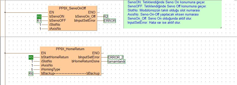 Servo motorumuzu On konumuna alalım HomeReturn bloğu tetiklenerek Home