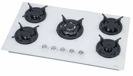 ANKASTRE CAM OCAKLAR BUILT - IN GLASS HOBS FCO-1370 70 cm 5 Gözü Gazlı, Düğmeden Ateşlemeli, Emaye Bek Kapakları, Döküm Izgara Havuzlu Sistem, NG/LPG Dönüşümlü, Temperli Cam Gövde, Önden Düğmeli 1x