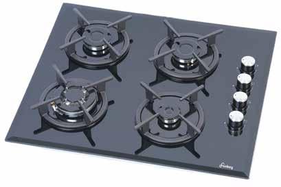 ANKASTRE CAM OCAKLAR BUILT - IN GLASS HOBS FCO-1310 4 Gözü Gazlı, Düğmeden Ateşlemeli, Emaye Bek Kapakları, Döküm Izgara Havuzlu Sistem, NG/LPG Dönüşümlü, Temperli Cam Gövde, Yandan Düğmeli 1x Büyük