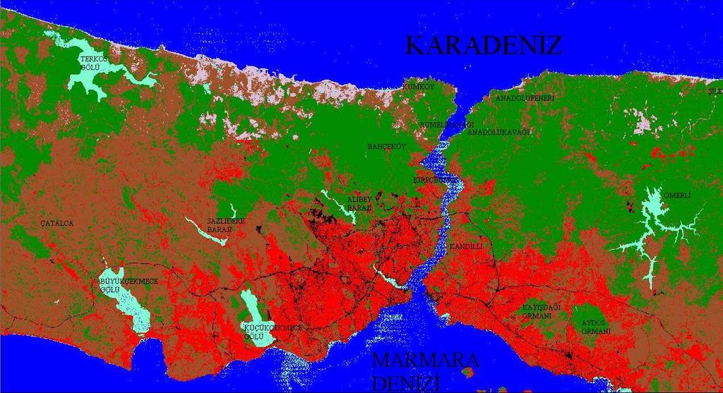 Yerleşim Deniz Orman Yol Göl Tarla Kum Şekil 7.
