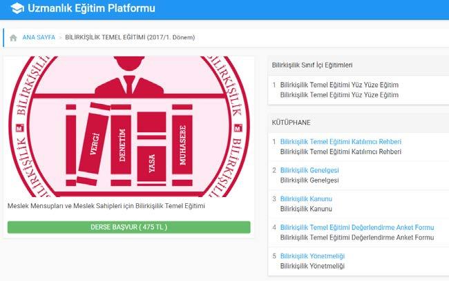 TÜRMOB Bilirkişilik Temel Eğitimi Başvurusu ve Uzmanlık Eğitimi Platformu Kullanım Kılavuzu