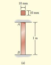 Şekil a da görülen A-36 çelik malzemeden çubuk iki ucundan ankastre edildiği anda T = 30. Eğer sıcaklık T = 60 ye yükseltilirse çubukta meydana gelen ortalama termal normal gerilmeyi belirleyiniz.