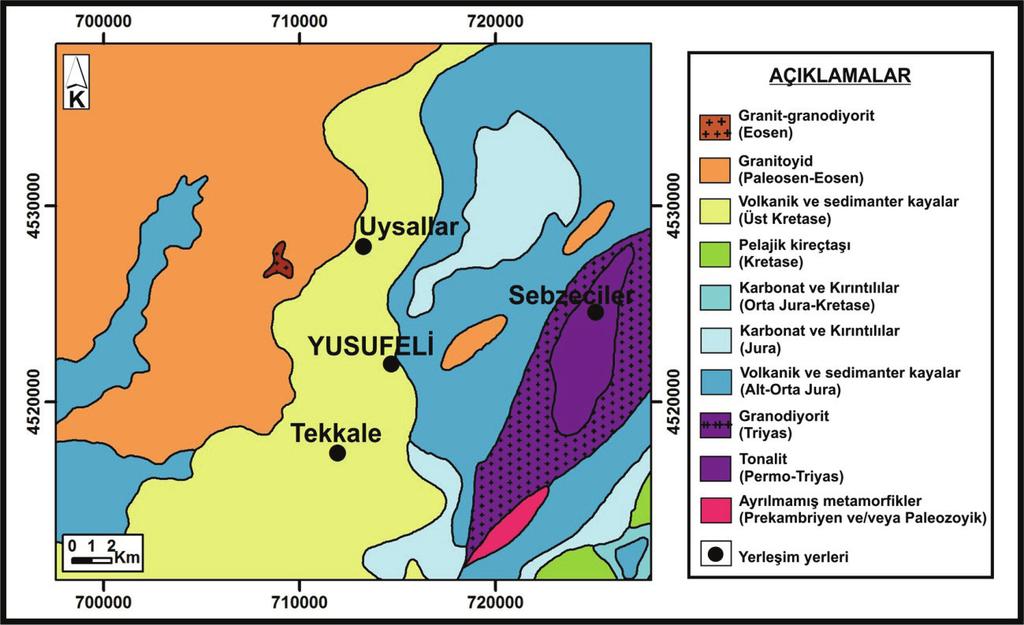 Önder KAYADİBİ Şekil 2. Çalışma alanının jeoloji haritası (MTA, 2002 den alınmıştır) Figure 2.
