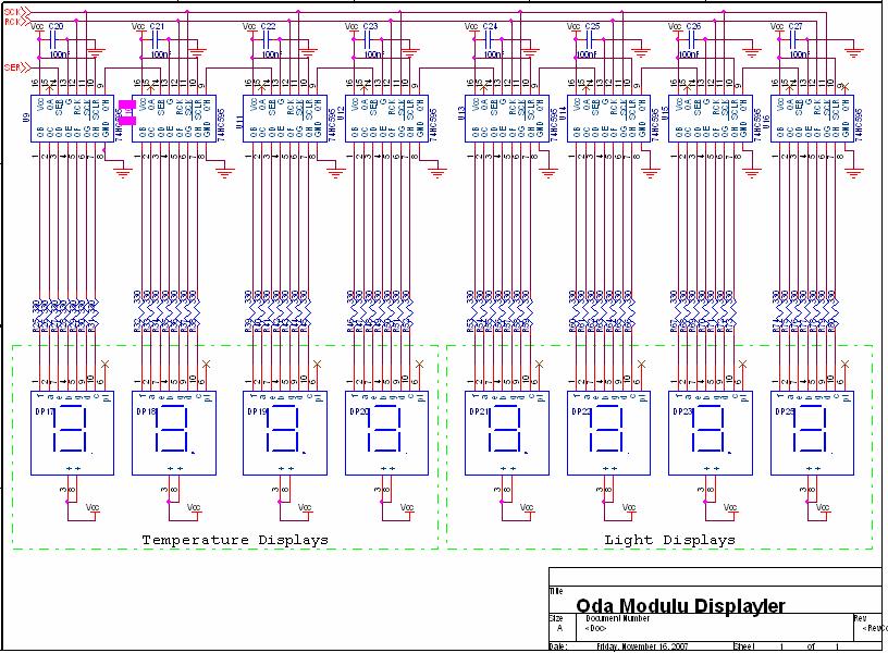 60 4.1.3 Oda Modülü PCBsinin Display Kısmının Şematiği Şekil 4.
