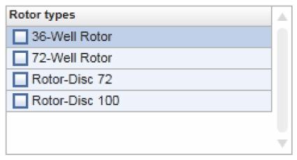 Rotor tipi uyumluluğunu tanımlayın Test profilinin uyumlu olacağı rotor tiplerinin kontrol kutularını aktive edin. Çoklu aktivasyon mümkündür.
