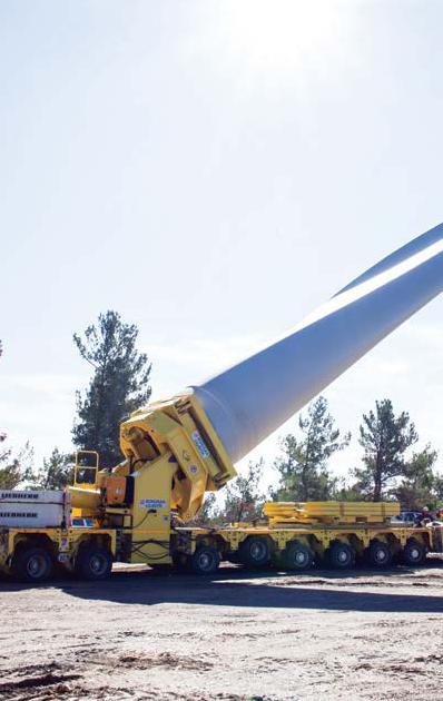 Blade Adaptor) ile 60 metre boyundaki devasa rüzgar kanatlarının, 42 metre uzunluğunda ve yüklü