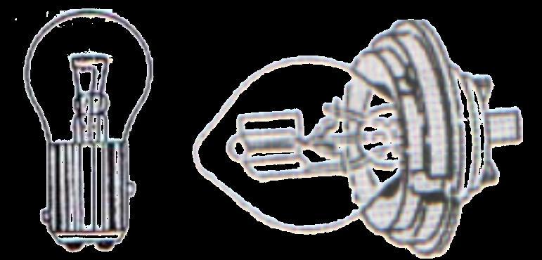 Şekil 3.3: Çift Flamanlı ampul Bilux ampul adı verilen çift Flamanlı ampullerde wolfram maddesinden yapılan kısa ve uzun far ışıkları için bir akkor helezonu cam içine yerleştirilmiştir.