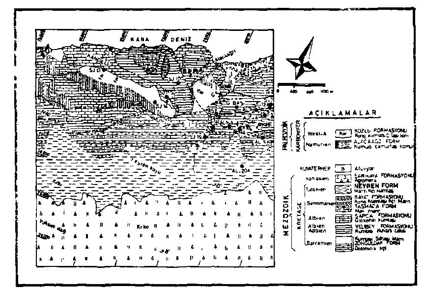 1. GİRİŞ Kuzey-Batı Anadolu Taşkömürü Havzası batısında yer alan Alacaağzı yöresinde, 1982-1986 yılları arasında 8 adet karotlu, 1 adet kırıntılı olmak üzere toplam 9 adet sondaj yapılmıştır.