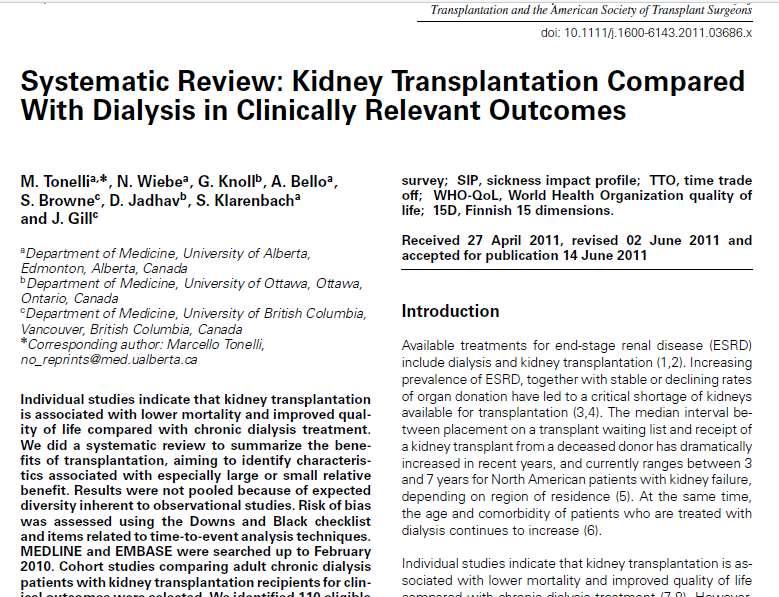 Böbrek transplantasyonu hastalarının Transplantasyon yaşam