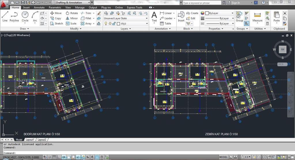 Şekil 4.5 : Autodesk Autocad ile iki boyutlu bir çizim ekranı. 4.2.