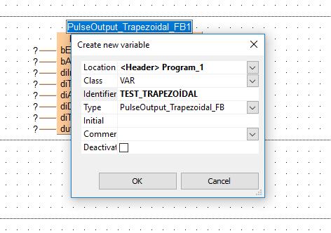 Daha sonra görüldüğü gibi herhangi bir isim verelim. OK deyip kapatalım. Şimdi ise jog_trapezoidal bloğu üzerinde bulunan parametreleri açıklayalım. Aktif olduğu sürece istenilen hızda çalışır.